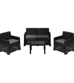 Set da giardino "iseo" in polipropilene antracite 4 sedute e tavolino