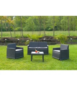 Set da giardino "iseo" in polipropilene antracite 4 sedute e tavolino