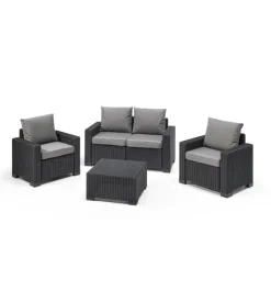 Set da giardino keter "california lounge" in polipropilene grafite 4 sedute e tavolino
