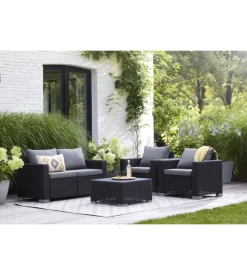 Set da giardino keter "california lounge" in polipropilene grafite 4 sedute e tavolino