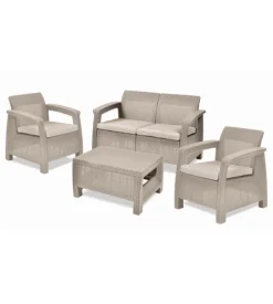 Set da giardino keter "corfu lounge" colore cappuccino, 4 posti