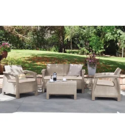 Set da giardino keter "corfu lounge" colore cappuccino, 4 posti