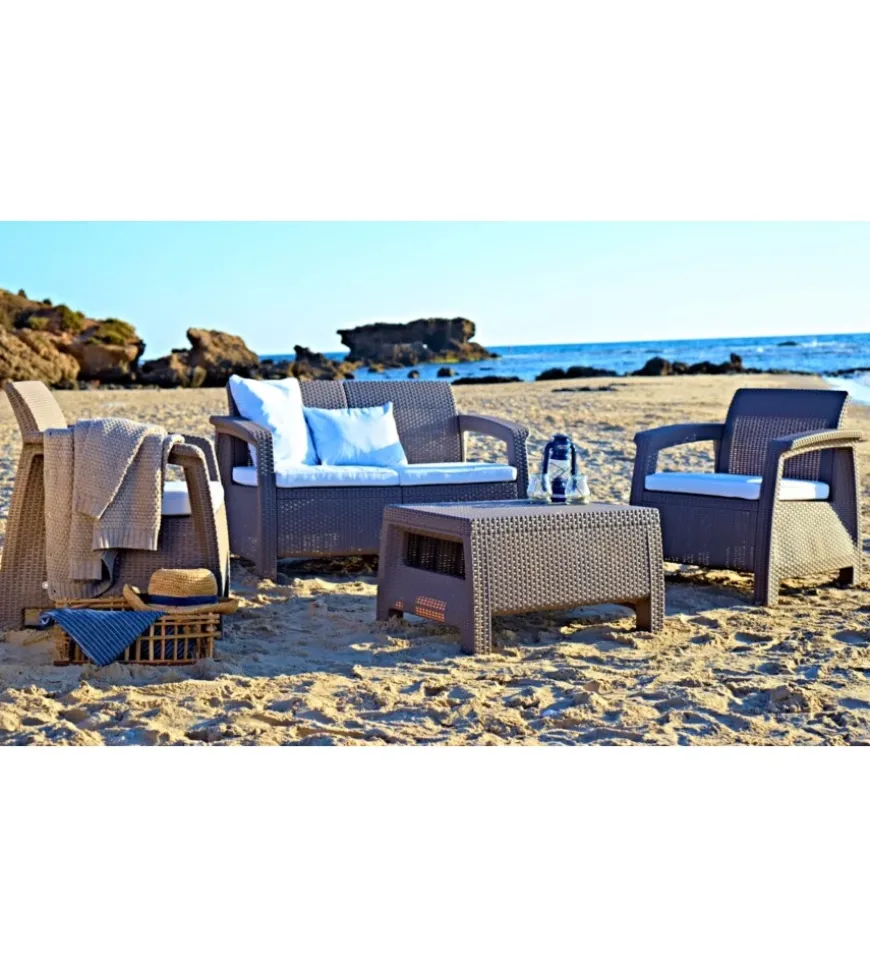 Set da giardino keter "corfu lounge" colore cappuccino, 4 posti