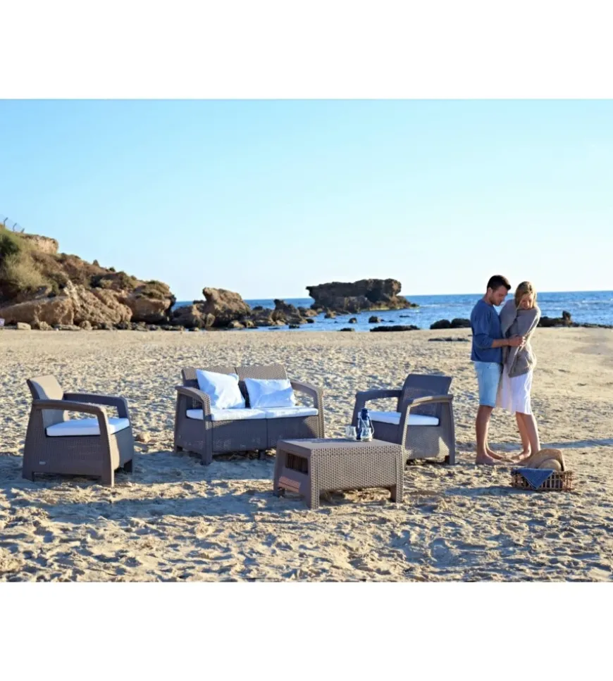 Set da giardino keter "corfu lounge" colore cappuccino, 4 posti