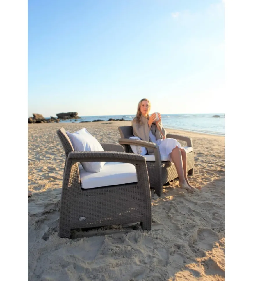 Set da giardino keter "corfu lounge" colore cappuccino, 4 posti