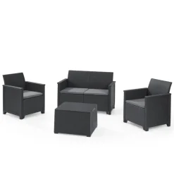 Set da giardino keter "emma lounge" con divano 2 posti, colore grafite - keter