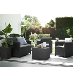 Set da giardino keter "emma lounge" con divano 2 posti, colore grafite - keter