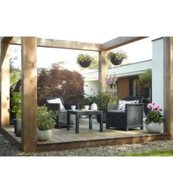 Set da giardino keter "emma balcony" con 2 poltrone e tavolo, colore grafite - keter