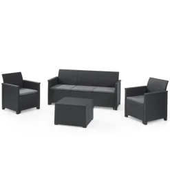 Set da giardino keter "emma lounge" in polipropilene grafite 5 sedute e tavolino