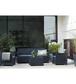 Set da giardino keter "emma lounge" in polipropilene grafite 5 sedute e tavolino