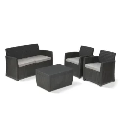 Set da giardino keter "mia lounge set" in polipropilene colore grafite, 4 posti