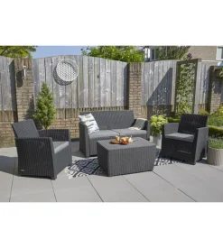 Set da giardino keter "mia lounge set" in polipropilene colore grafite, 4 posti