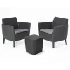 Set da giardino keter "salemo balcony" con 2 poltrone e tavolo 39x39  cm, colore grafite - keter