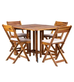 Set da giardino pieghevole eurogarden "vittoria" in legno di acacia 4 sedute e tavolo
