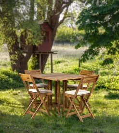 Set da giardino pieghevole eurogarden "vittoria" in legno di acacia 4 sedute e tavolo