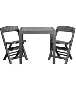 Set da giardino "poker" in polipropilene antracite 2 sedute e tavolo