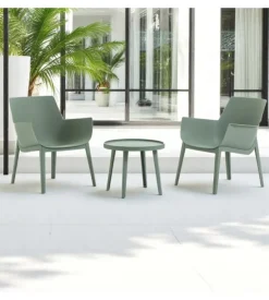 Set da giardino "queen" in polipropilene verde 2 poltrone e 1 tavolino