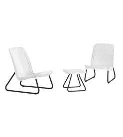Set da giardino "rio balcony" con 2 poltrone e tavolo, colore bianco - keter