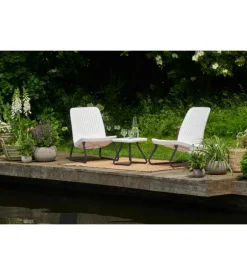 Set da giardino "rio balcony" con 2 poltrone e tavolo, colore bianco - keter