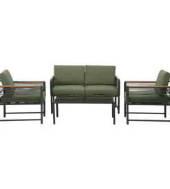 Set da giardino riviera "papavero" antracite e verde scuro con 4 posti e tavolino