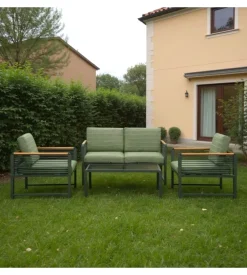 Set da giardino riviera "papavero" antracite e verde scuro con 4 posti e tavolino