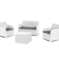 Set da giardino "rosalie lounge" con due poltrone, divano 2 posti e tavolino colore bianco - keter