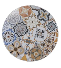 Set da giardino rotondo essenza "sicily" in acciaio effetto maiolica 2 sedie 1 tavolo