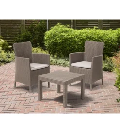 Set da giardino "salvador balcony" con 2 poltrone e tavolo, colore cappuccino - keter