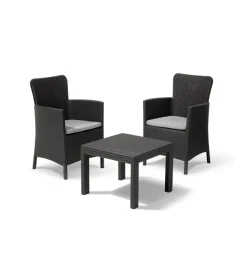 Set da giardino "salvador balcony" con 2 poltrone e tavolo, colore grafite - keter