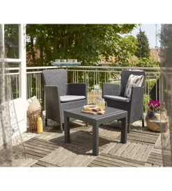 Set da giardino "salvador balcony" con 2 poltrone e tavolo, colore grafite - keter