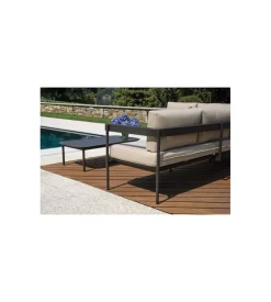 Set da giardino solaria "torvaianica" in alluminio antracite sabbia 6 sedute e 1 tavolino