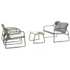 Set da giardino solaria "tinos" in ferro verde 4 sedute e 1 tavolino