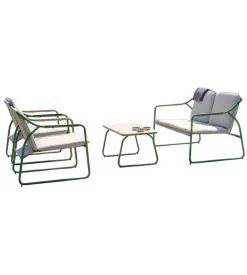 Set da giardino solaria "tinos" in ferro verde 4 sedute e 1 tavolino