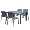 Set da giardino solaria "tarquinia" antracite in ferro e vetroceramica 4 sedute e tavolo