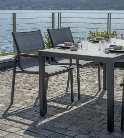 Set da giardino solaria "tarquinia" antracite in ferro e vetroceramica 4 sedute e tavolo