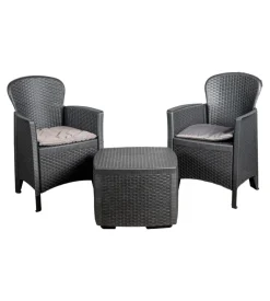 Set da giardino "tree" in polipropilene antracite 2 sedute e tavolino