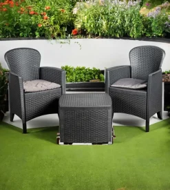 Set da giardino "tree" in polipropilene antracite 2 sedute e tavolino