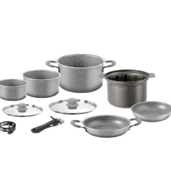 Set pentole da campeggio "gourmet rock ng 9+1 ΓΈ 22 cm" in alluminio antiaderente