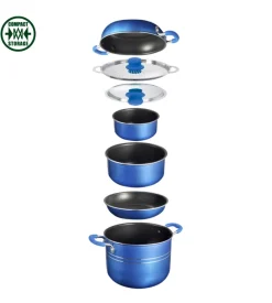 Set pentole da campeggio brunner "skipper 8+1 ø 20" in alluminio antiaderente