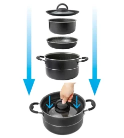 Set pentole da campeggio brunner "pirate ng 7+1 ø 20" in alluminio antiaderente