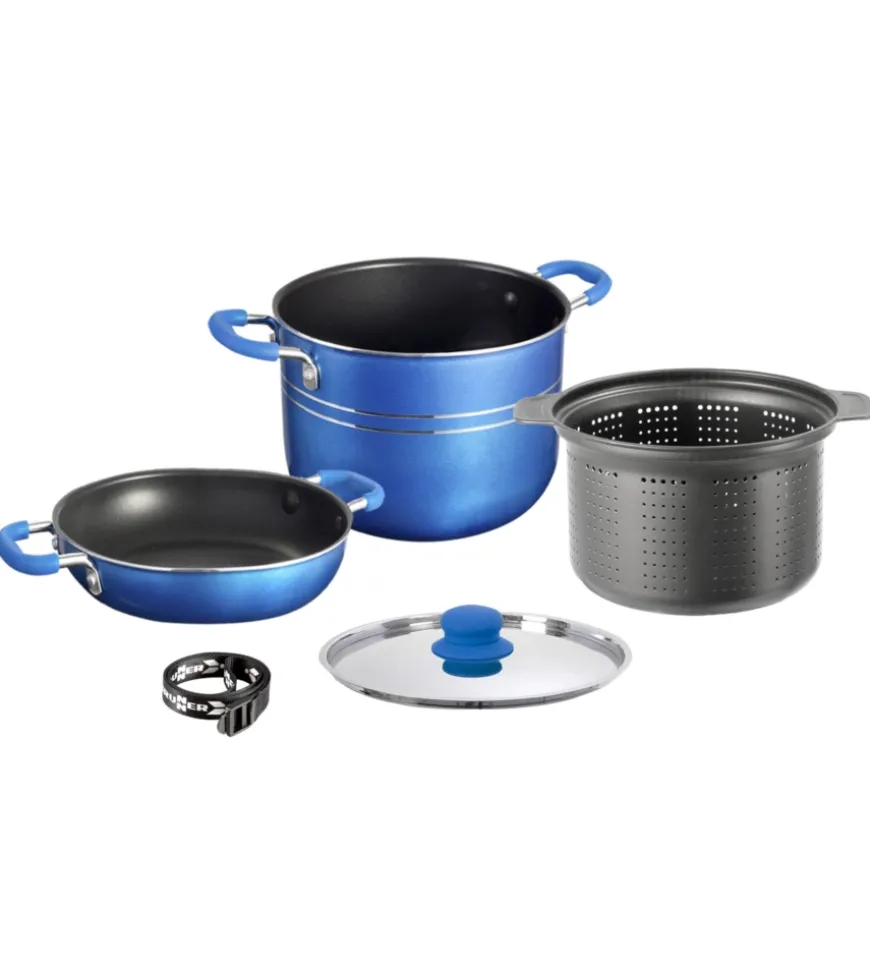 Set pentole da campeggio brunner "skipper 4+1 ø 22" in alluminio antiaderente
