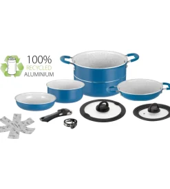 Set pentole da campeggio brunner "carezza 7+1 ø 22" in alluminio