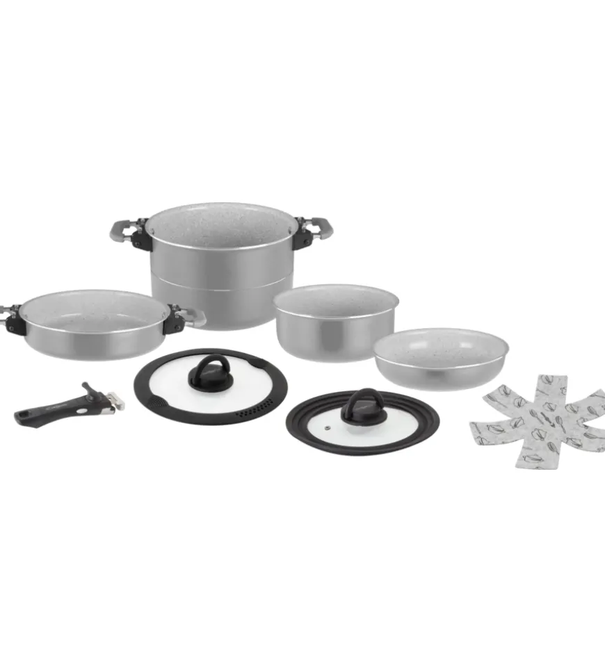 Set pentole da campeggio brunner "fusion 7+1 ø 22" in alluminio e antiaderente