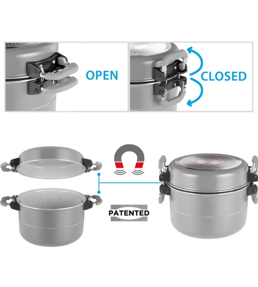 Set pentole da campeggio brunner "fusion 7+1 ø 22" in alluminio e antiaderente