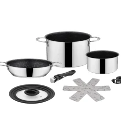 Set pentole da campeggio brunner "academy ng 5+1 ΓΈ 20" in acciaio inox antiaderente