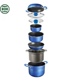 Set pentole da campeggio brunner "skipper 9+1 ø 22" in alluminio antiaderente