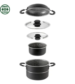 Set pentole da camperggio brunner "pirate 6+1 ø 18" in alluminio antiaderente