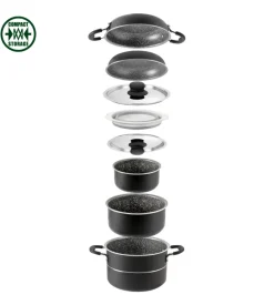 Set pentole da camperggio brunner "pirate 9+1 ø 24" in alluminio antiaderente