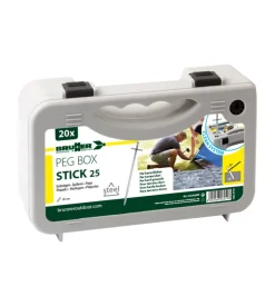 Set picchetti rotondi per tenda da campeggio brunner "peg box stick 25" in acciaio zincato 25 cm x ø 6 mm