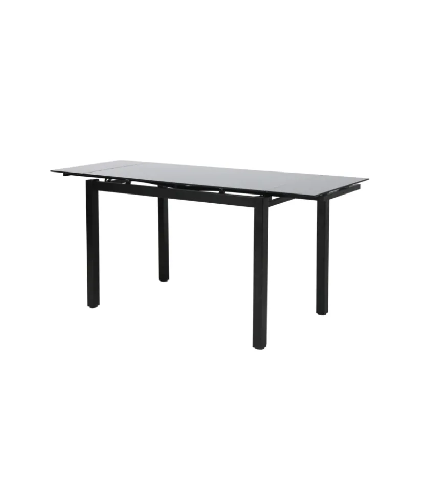 Set pranzo bellahome "minorca" nero con tavolo estensibile in vetro 4 sedute